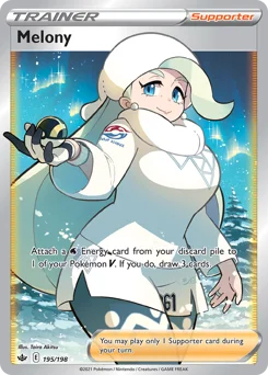 Melony Pokemon card from Chilling Reign, card number 195