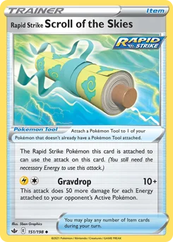 Rapid Strike Scroll of the Skies Pokemon card from Chilling Reign, card number 151