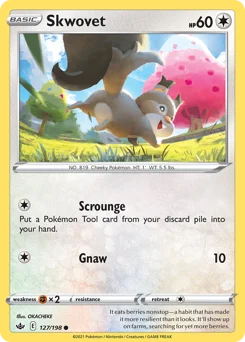 Skwovet Pokemon card from Chilling Reign, card number 127