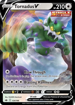 Tornadus V Pokemon card from Chilling Reign, card number 124
