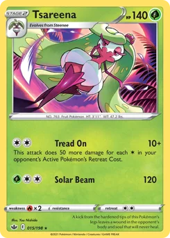 Tsareena Pokemon card from Chilling Reign, card number 15