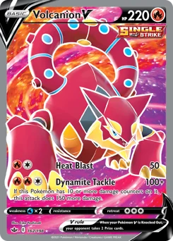 Volcanion V Pokemon card from Chilling Reign, card number 162