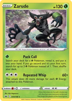 Zarude Pokemon card from Chilling Reign, card number 19