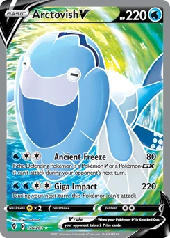 Arctovish V Pokemon card from Evolving Skies, card number 176