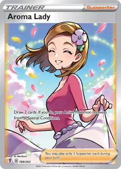 Aroma Lady Pokemon card from Evolving Skies, card number 199