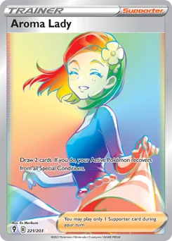 Aroma Lady Pokemon card from Evolving Skies, card number 221