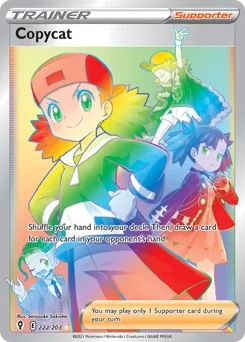 Copycat Pokemon card from Evolving Skies, card number 222