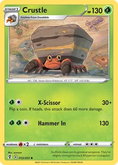 Crustle Pokemon card from Evolving Skies, card number 12