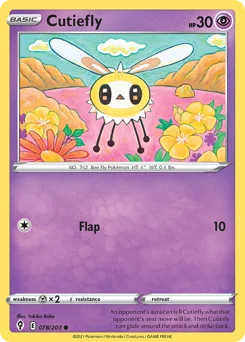 Cutiefly Pokemon card from Evolving Skies, card number 78
