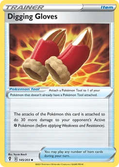 Digging Gloves Pokemon card from Evolving Skies, card number 145