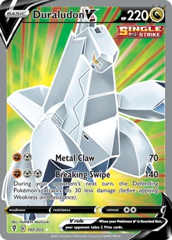 Duraludon V Pokemon card from Evolving Skies, card number 197