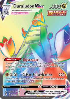 Duraludon VMAX Pokemon card from Evolving Skies, card number 219
