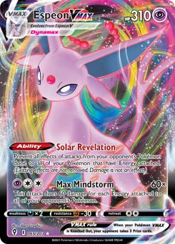 Espeon VMAX Pokemon card from Evolving Skies, card number 65