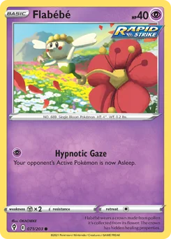 Flabébé Pokemon card from Evolving Skies, card number 71