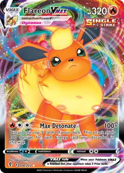 Flareon VMAX Pokemon card from Evolving Skies, card number 18