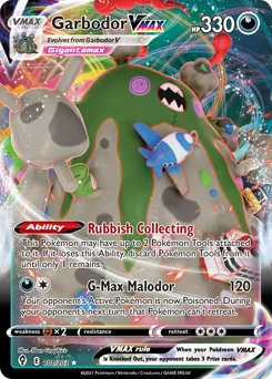 Garbodor VMAX Pokemon card from Evolving Skies, card number 101