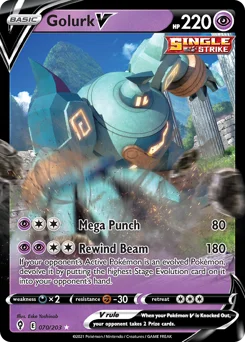 Golurk V Pokemon card from Evolving Skies, card number 70
