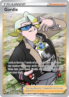 Gordie Pokemon card from Evolving Skies, card number 201