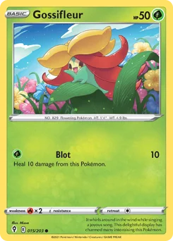 Gossifleur Pokemon card from Evolving Skies, card number 15