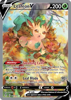 Leafeon V Pokemon card from Evolving Skies, card number 167
