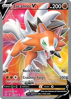 Lycanroc V Pokemon card from Evolving Skies, card number 187