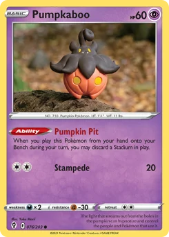 Pumpkaboo Pokemon card from Evolving Skies, card number 76