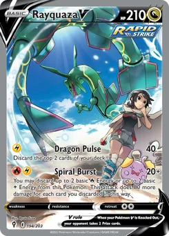 Rayquaza V Pokemon card from Evolving Skies, card number 194