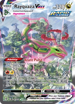 Rayquaza VMAX Pokemon card from Evolving Skies, card number 218