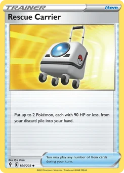 Rescue Carrier Pokemon card from Evolving Skies, card number 154