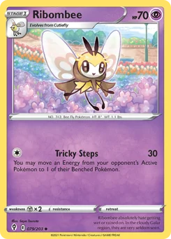 Ribombee Pokemon card from Evolving Skies, card number 79