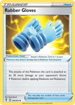 Rubber Gloves Pokemon card from Evolving Skies, card number 156