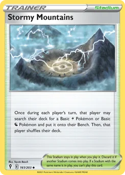 Stormy Mountains Pokemon card from Evolving Skies, card number 161