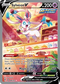 Sylveon V Pokemon card from Evolving Skies, card number 184
