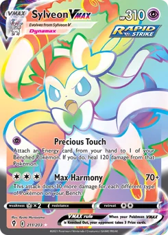 Sylveon VMAX Pokemon card from Evolving Skies, card number 211