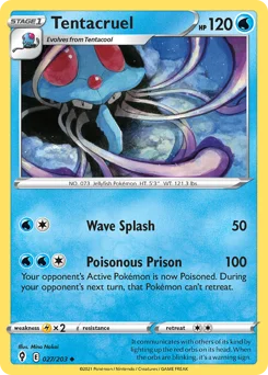 Tentacruel Pokemon card from Evolving Skies, card number 27