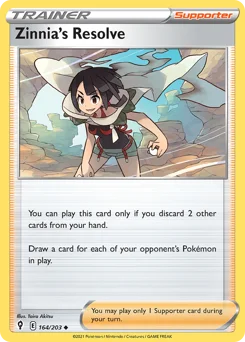 Zinnia's Resolve Pokemon card from Evolving Skies, card number 164