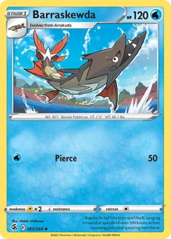 Barraskewda Pokemon card from Fusion Strike, card number 83