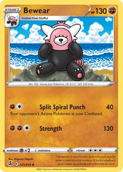 Bewear Pokemon card from Fusion Strike, card number 151