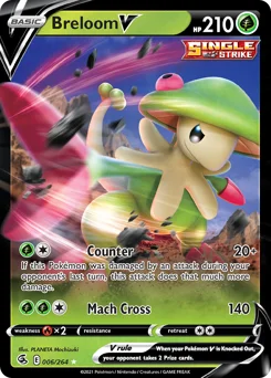 Breloom V Pokemon card from Fusion Strike, card number 6