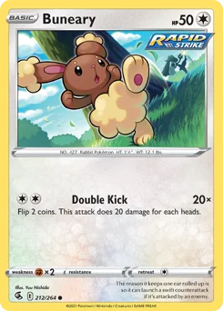 Buneary Pokemon card from Fusion Strike, card number 212