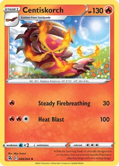 Centiskorch Pokemon card from Fusion Strike, card number 49