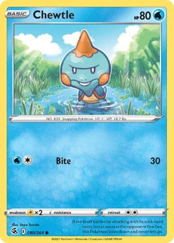 Chewtle Pokemon card from Fusion Strike, card number 80