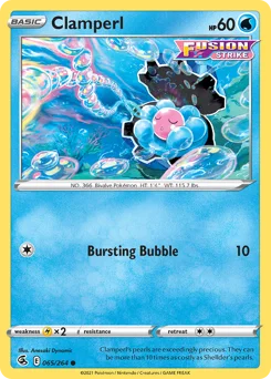 Clamperl Pokemon card from Fusion Strike, card number 65