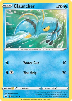 Clauncher Pokemon card from Fusion Strike, card number 74