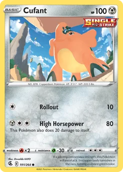 Cufant Pokemon card from Fusion Strike, card number 191