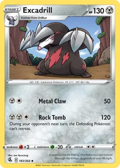 Excadrill Pokemon card from Fusion Strike, card number 183