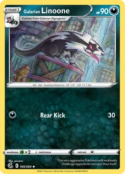 Galarian Linoone Pokemon card from Fusion Strike, card number 160