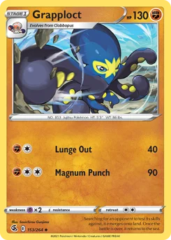 Grapploct Pokemon card from Fusion Strike, card number 153