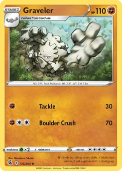 Graveler Pokemon card from Fusion Strike, card number 136