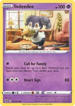 Indeedee Pokemon card from Fusion Strike, card number 127
